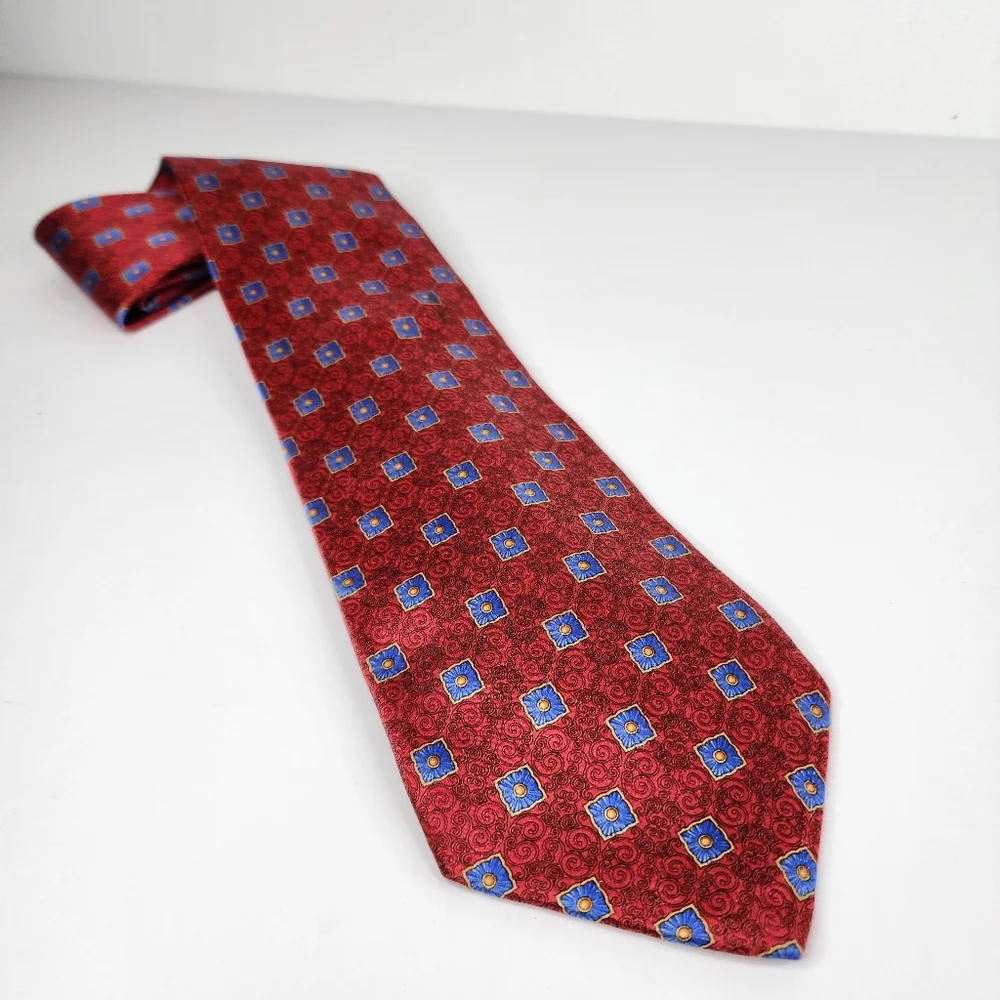 FABERGE Red & Blue Silk Tie.